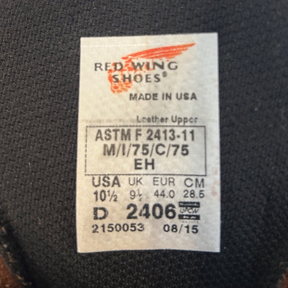 Red Wing Steel Toe 2406 SuperSole 2.0 6" Men's Work Boot - Size 10-1/2 D - Picture 13 of 15